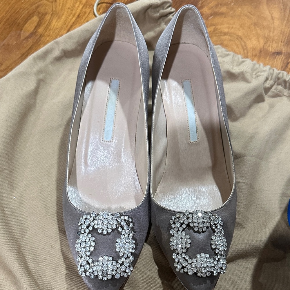 Elegant Gray Embellished Women's Shoes